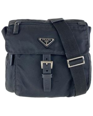Prada Tessuto Triangle Logo Crossbody (Authentic Pre-Loved) - Blue