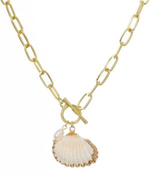 Adornia 14K Plated 6-8Mm Pearl Shell Toggle Necklace - Metallic