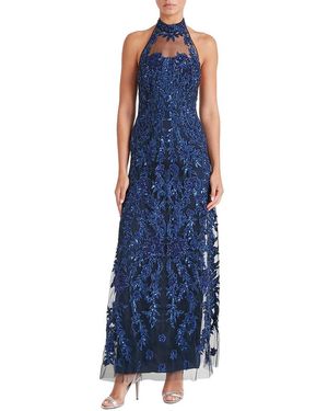Temperley London Genevieve Halter Gown - Blue