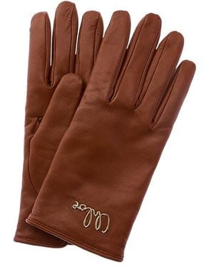 Chloé Iconic Wool-Lined Leather Gloves - Brown