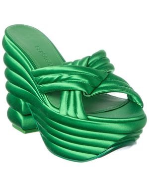 Ferragamo Woven Satin Sandal - Green