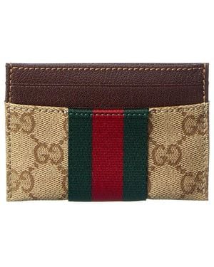 Gucci Web Gg Canvas & Leather Card Case - Brown