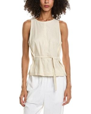 Max Studio Tie Back Halter Linen-Blend Top - White