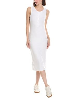 ATM Rib Henley Dress - White