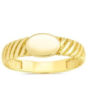 Sterling Forever 14K Over Dixie Ribbed Signet Ring - Metallic