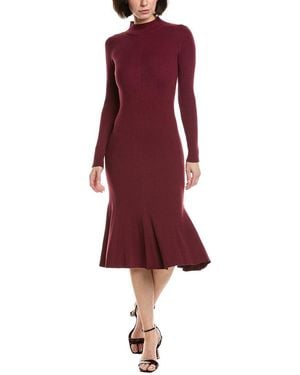 Tahari Knit Flare Midi Dress - Red