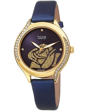 Burgi Burgi Leather Diamond Watch - Blue
