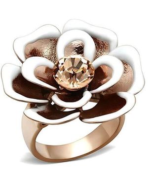 Alamode Jewelry Rose Gold Plated Ring - White