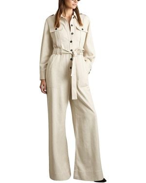 Reiss Anais Linen-Blend Utility Jumpsuit - Natural