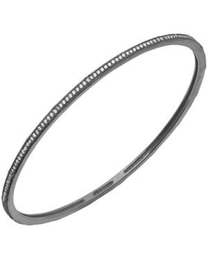 Crislu Stackables Hematite Over Silver Cz Bangle - Metallic