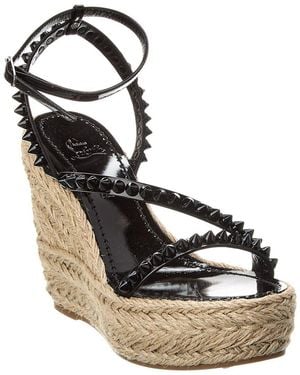 Christian Louboutin Mafaldina Zeppa 120 Leather Wedge Sandal - Black