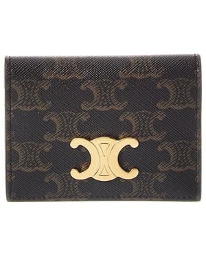 Celine Triomphe Coated Canvas & Leather Bifold Card Holder - Grey
