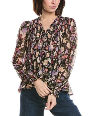 Cece Smocked Bodice & Cuff Peplum Top - Brown