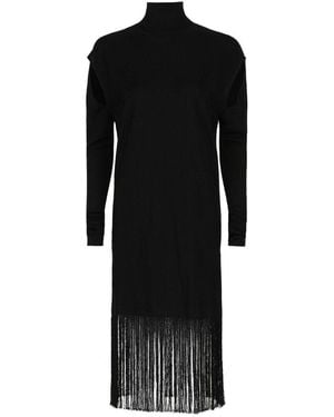 Ferragamo Cutout And Fringe Hem Dress - Black