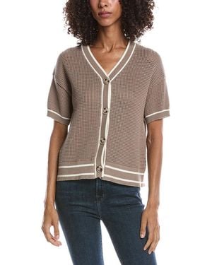 Bernardo Basketweave Tipped Cardigan - White