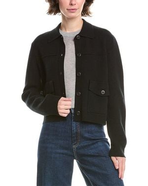 Forte Short Doubleknit Cashmere Shacket - Black