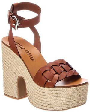 Miu Miu Leather Sandal - Brown