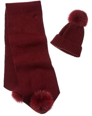 La Fiorentina 2pc Wool-blend Scarf & Hat Set - Red