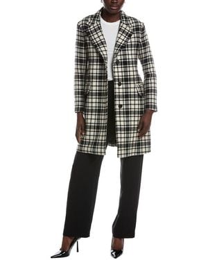 Miu Miu Checked Wool-Blend Coat - Black