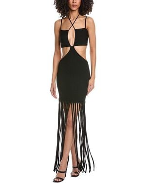 LAPOINTE Crepe Matte Cutout Strap Midi Dress - Black