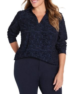 NIC+ZOE Plus Any Occasion Clipped Jacquard Top - Blue