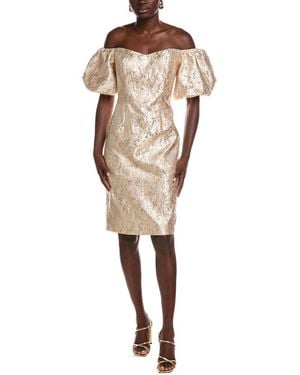 Rene Ruiz Brocade Cocktail Dress - Natural