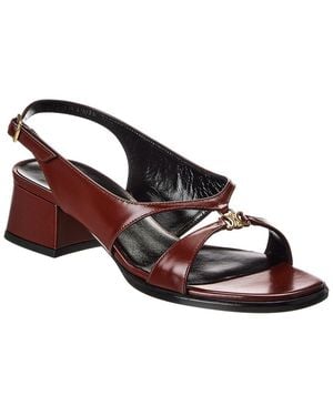 Celine Clemence Triomphe Leather Slingback Sandal - Brown