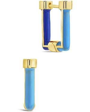 Sterling Forever 14k Plated Enamel Shayla Hoops - Blue