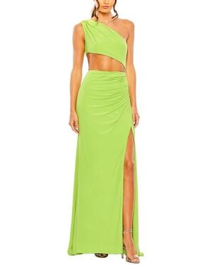 Mac Duggal Cut Out One Shoulder Ruched Back Gown - Green