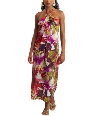 Natori Rainforest Cotton Maxi Halter Dress - Red