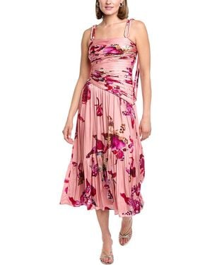 AMUR Daniella Printed Midi Dress - Red