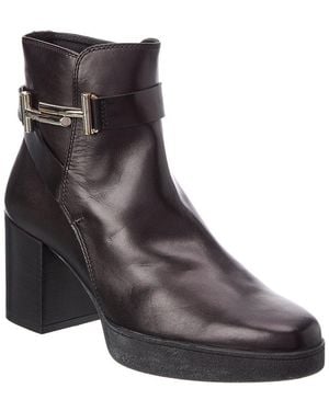 Tod's Leather Platform Boot - Brown