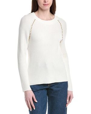 Tahari Crewneck Rib Top - White