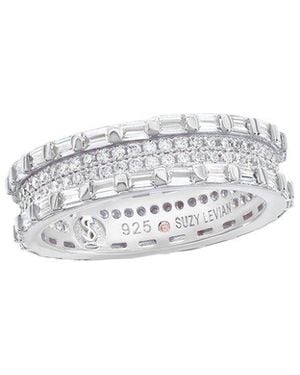 Suzy Levian CZ Jewelry Suzy Levian Cz Baguette Framed Eternity Ring - White