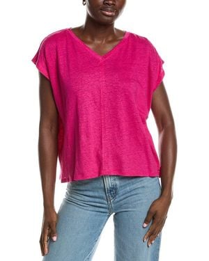Eileen Fisher V-Neck Square Linen T-Shirt - Red