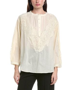 Vince Camuto Lace Half Placket Blouse - White