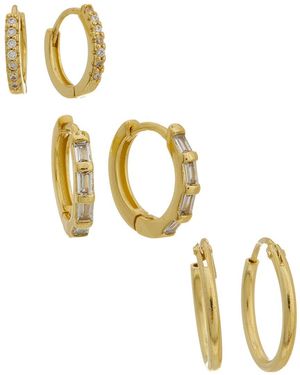 Rebecca Minkoff 14K Plated Cz Earring Set - Metallic