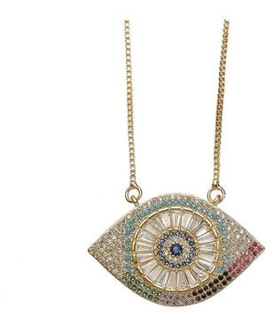Eye Candy LA Luxe Collection 14k Plated & Silver Cz Evil Eye Necklace - Metallic