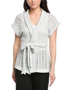 St. John Wrap Belted Cardigan - Grey