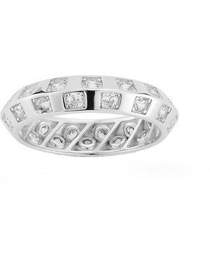 Glaze Jewelry Cz Chequered Band Ring - White