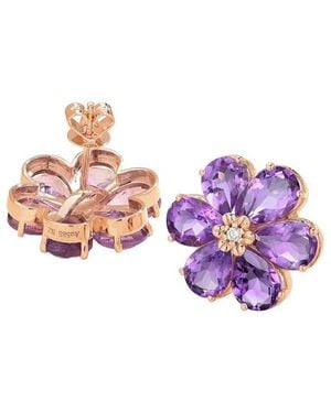 Nina Zhou Jewelry 14K Rose 7.85 Ct. Tw. Diamond & Amethyst Stud Earrings - Pink