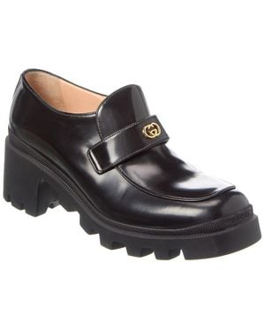 Gucci Interlocking G Leather Platform Loafer - Black