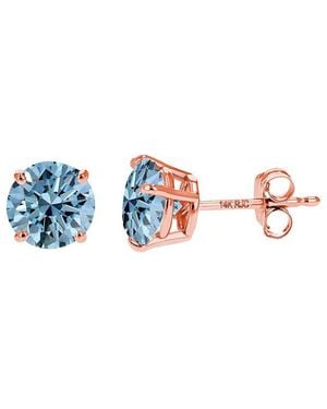 Amairah 14K Rose 2.00 Ct. Tw. Lab-Grown Diamond Stud Earrings - Blue