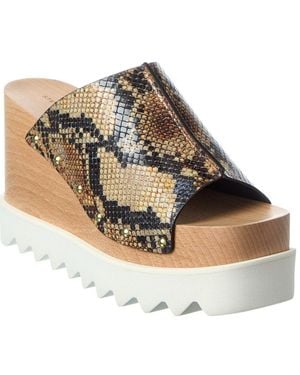 Stella McCartney Elyse Snake-Embossed Wedge Sandal - White