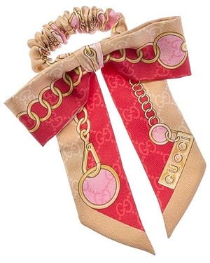 Gucci Chain Silk Scrunchie - Red