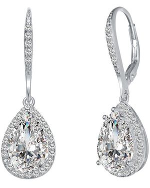 Rachel Glauber Silver Cz Pear Drop Earring - Metallic