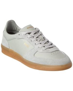 BOSS Boss Brandon Leather & Suede Trainer - White