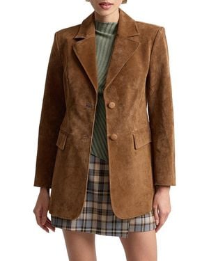 Avec Les Filles Genuine Leather Blazer - Brown
