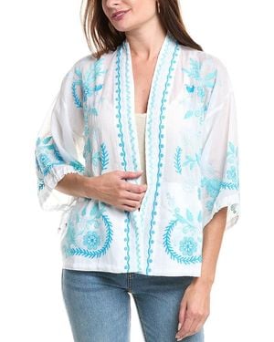 Johnny Was Tie-Sleeve Cropped Kimono - Blue