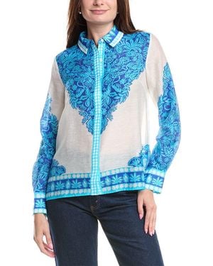 Lilly Pulitzer Kiran Linen-Blend Button Top - Blue